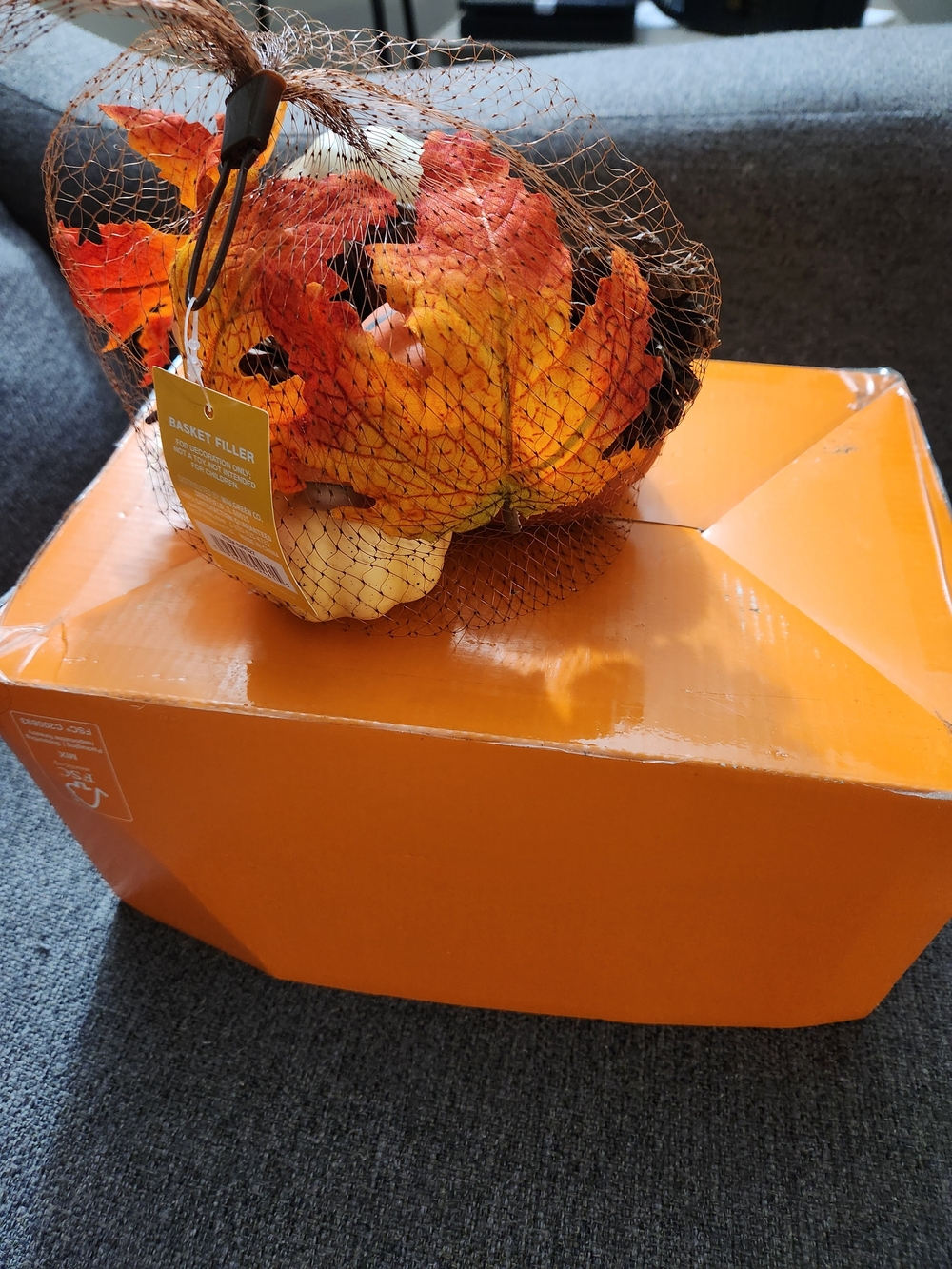 Source Unknown Orange and Yellow Artificial Maple Leaf Basket Filler